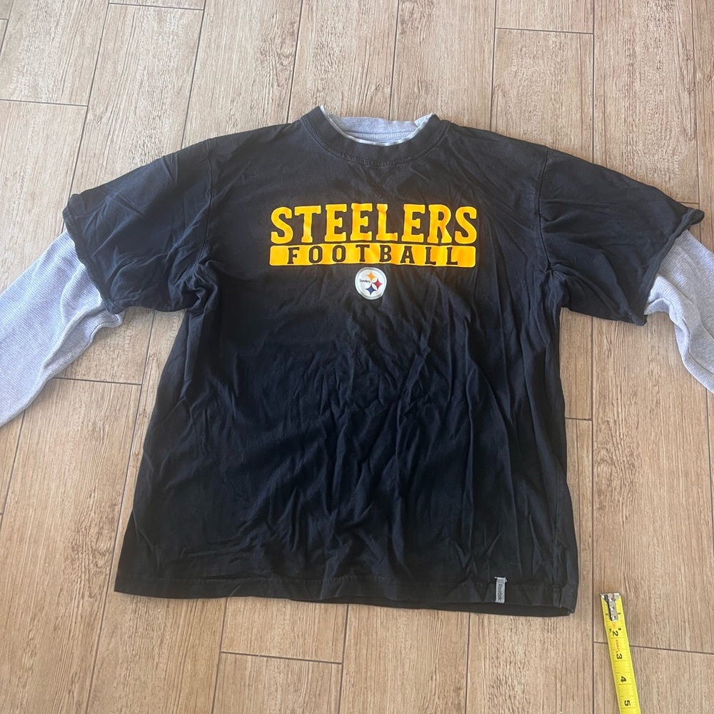 Vintage Steelers Reebok black and grey Cotton T-Shirt large
